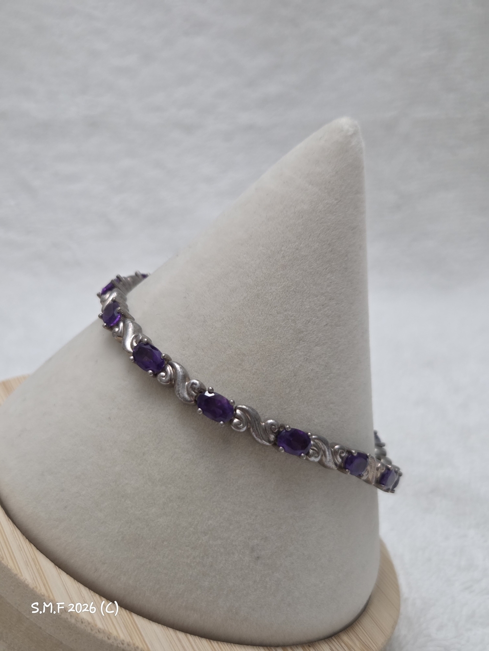 Vintage Sterling Silver & Amethyst Tennis Bracelet